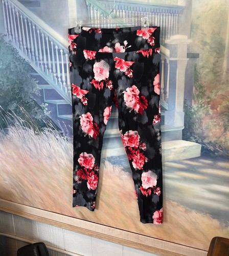 No Boundaries Plus Sz. Black & Red Floral High Rise Soft Sueded Leggings Sz XXXL - Picture 9 of 12