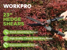 WORKPRO 25-33" Hedge Shears, Manual Hedge Trimmers with Steel Wavy Blade New