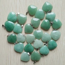 50pcs Green Aventurine Stone Heart bead Pendants Wholesale for Jewelry Making