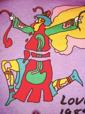 Vintage Peter Max LS Shirt 1987 NeoMax Lav/Grn Holiday 1998