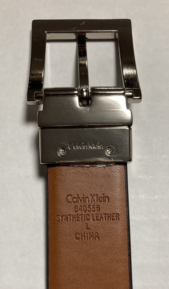 Mens Calvin Klein Dress Belt Synthetic Brown Leather Silver  display picture 2