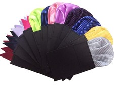 12 PCS Mens PreFolded Pocket Square On Card Assorted Polka Dot Satin Hanky