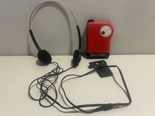 Vintage SONY WALKMAN SRF-26 FM Stereo Receiver Red With Headphones And Clip