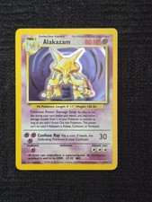 Pokemon Alakazam Card 1/102 Unlimited Holo Rare, Base Set LP/MP