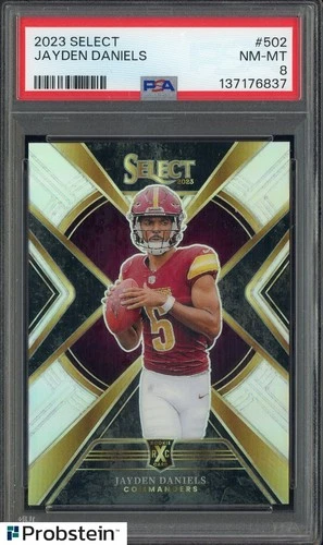 2023 Panini Select XRC Silver Prizm #502 Jayden Daniels RC Rookie PSA 8 NM-MT