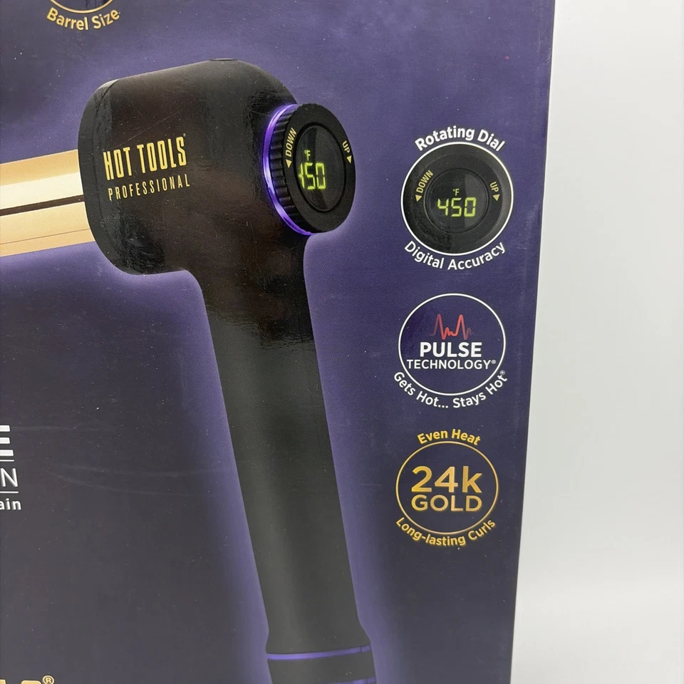 Hot Tools CurlBar 1” Curling Iron with 24K Gold Barrel - Ergonomic Design (1181) - Image 2 of 4