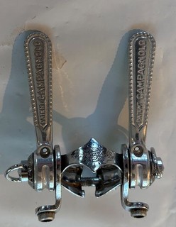 Used vintage Campagnolo Nuovo Record clamp on down tube friction shifters