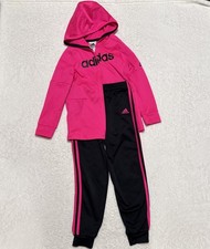 Girls Adidas Size 6X Pink Active Casual Track Suit Jacket Pant Set