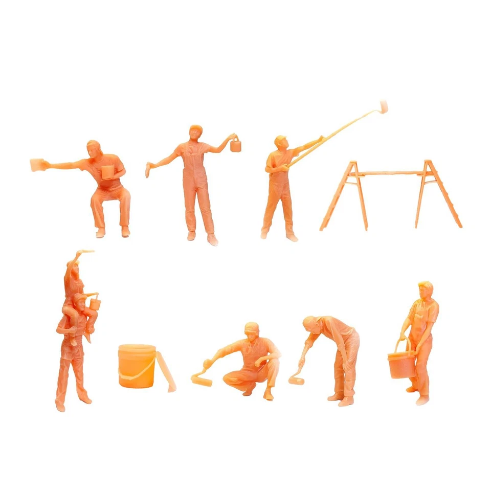 9x Mini 1/64 Resina Pittore Figure Ornamento FAI DA TE Micro Paesaggi Da - Immagine 3 di 4