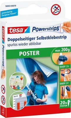 Tesa Powerstrips POSTER - Doppelseitige Klebestreifen für Poster und Plakate