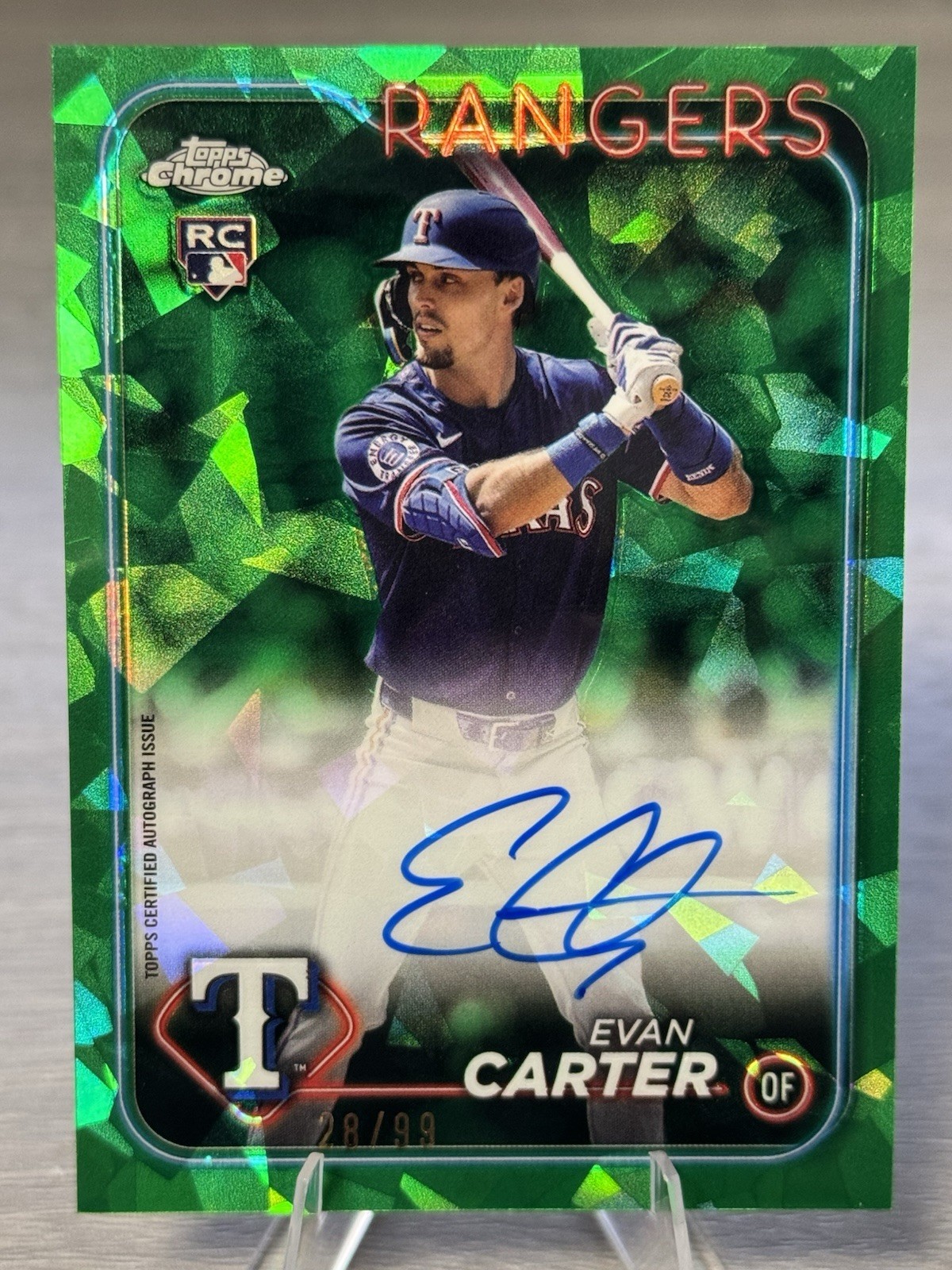 🔥⚾️EVAN CARTER 2024 Topps Chrome Update Sapphire Edition Green AUTO RC /99!⚾️🔥