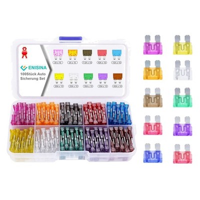Kfz Sicherungen Set 100 Stück 3A 5A 7,5A 10A 15A 20A 25A 30A 35A 40A Auto Sic...