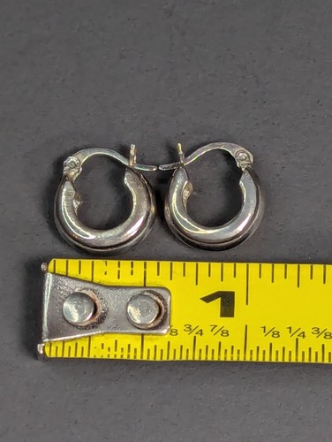 Sterling Silver Huggie Earrings Hoop Pierced 925 Thailand - Picture 7 of 24