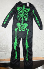 Halloween Costume Kids Fun World Green Skeleton Jumpsuit M 8 neon bones