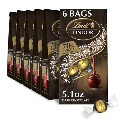 Lindt LINDOR 70% Extra Dark Chocolate Truffles 6 Pack 5.1oz Dark Chocolate Candy