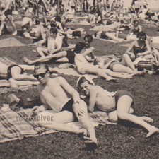 Two Shirtless Young Men Resting Close Sunlit Handsome Bodies Vintage Photo Gay