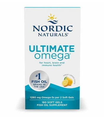 Nordic Naturals Ultimate Omega 1280 mg Omega-3s Fish Oil Supplement 180 Soft Gel