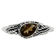 Natural Smoky Quartz - Brazil 925 Sterling Silver Ring s.6 Jewelry R-1404
