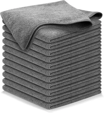 USANOOKS Microfiber Cleaning Cloth Grey - 12 Pcs (12.5"x12.5") - High Performanc