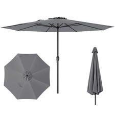 12 FT Patio Umbrella, Outdoor Market Umbrella with Crank Handle, 8 Sturdy Ribs
