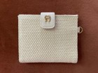 Etienne Aigner Womens Wallet Keychain Faux Leather Straw Beige Cream