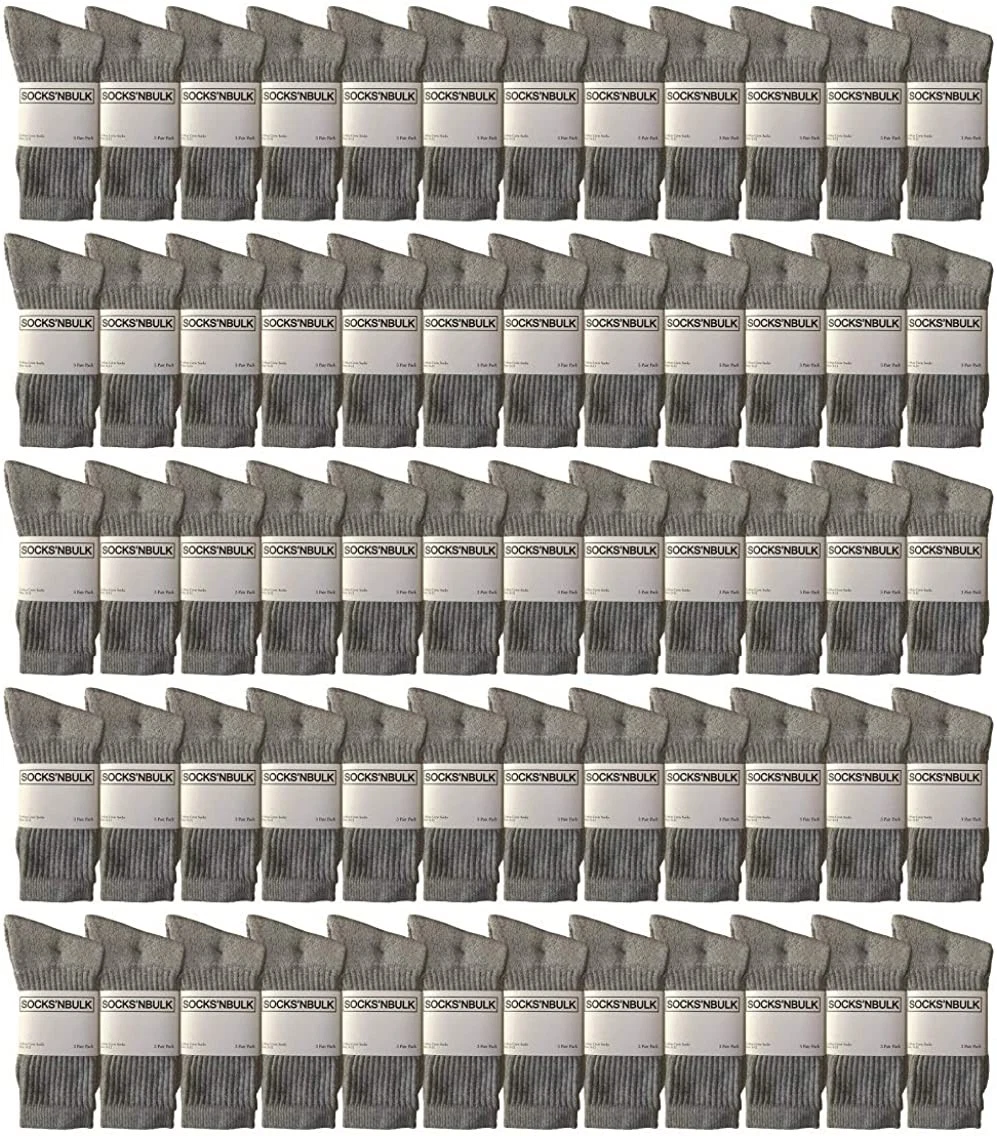 120 Units of Men's Premium Cotton Crew Socks Gray Size 10-13 - Mens Crew Socks