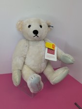 15 Steiff White Teddy Bear Mohair 1986 Margarete Woodbury Leather Pads Tag Si2