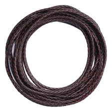 Lystaii 5.5 Yards Genuine Bolo Leather Cord 4mm Round Braided for DIY