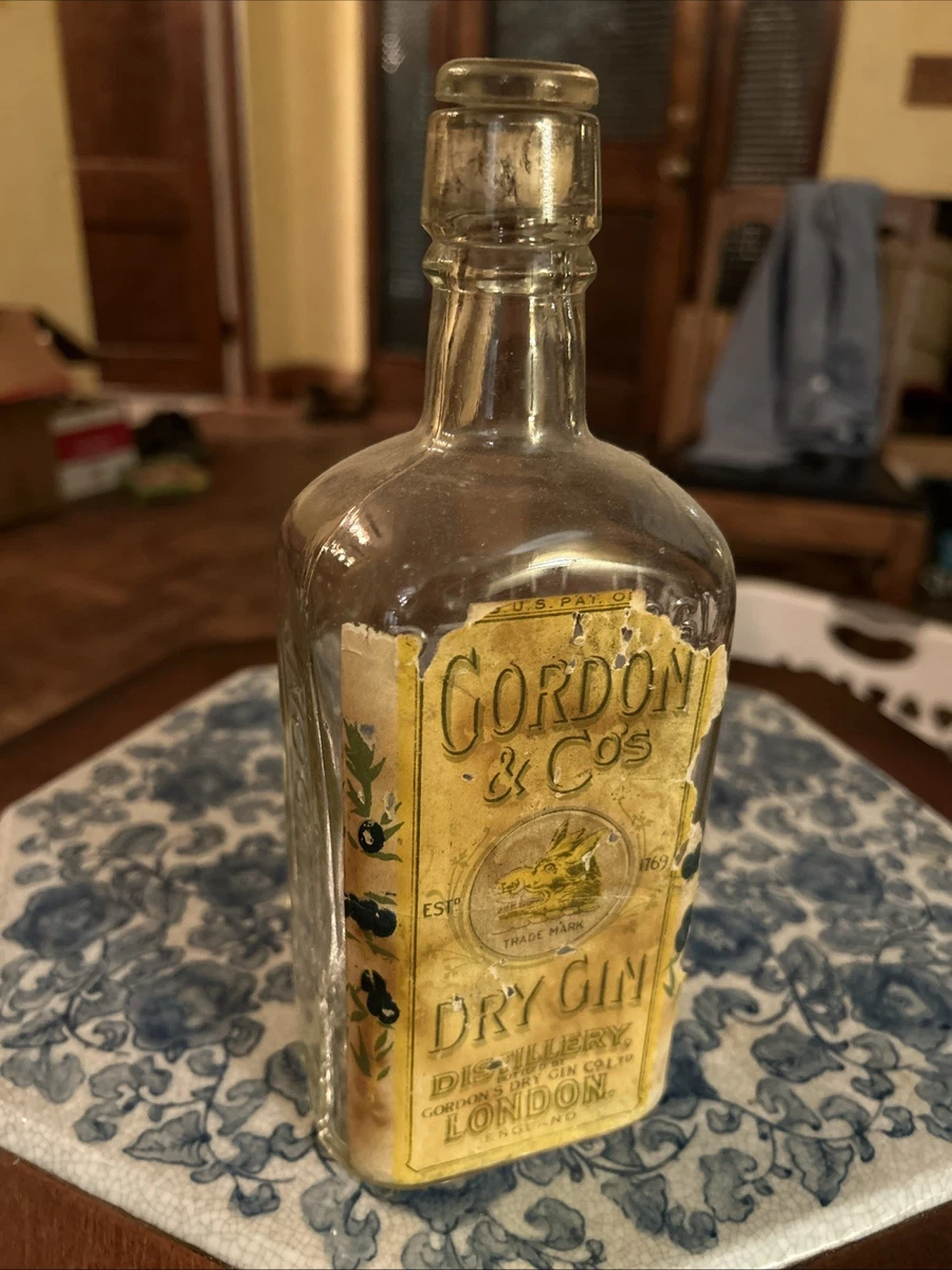 Gordon's Dry Gin ヴィンテージ Gordon's Dry Gin Liquor Bottle w/ Glass Cork London England