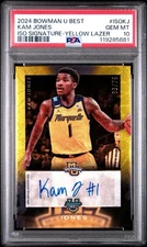 2024 BOWMAN U BEST KAM JONES /75 ISO SIGNATURE-YELLOW LAZER POP 1 PSA 10