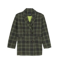 Tout Coup Women s Plaid Double Breasted Blazer Green Black, Size S, NWT