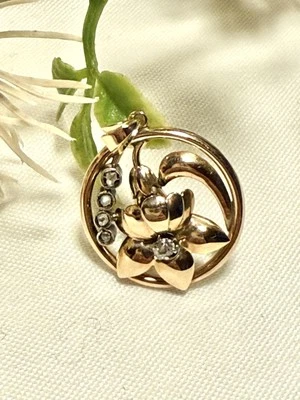 zauberhafter Art-Déco Anhänger in 585 Rotgold mit Altschliffdiamanten ca. 0,15ct - Bild 1 von 4
