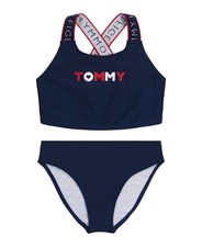 Tommy Hilfiger Big Girls Logo Strap Two Piece Swimsuit - Dark Blue Size XL