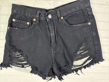 Forever 21 Size M Womens Shorts Black Mid Rise Black Distress Cut Off