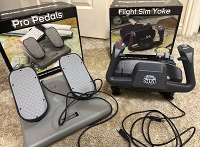 CH Products Flight Sim Yoke + Pro Pedals USB PC Flight Simulator Bundle