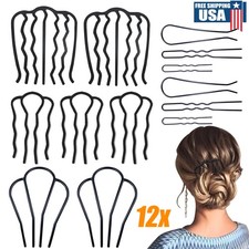 Women's Metal Hair Side Combs Hair Fork Clip Teeth Hair Pin Stick for Updo Bun