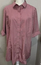 Oobe ChickFilA Red Plaid Button Up Work Employee Shirt Uniform Women Sz 2X