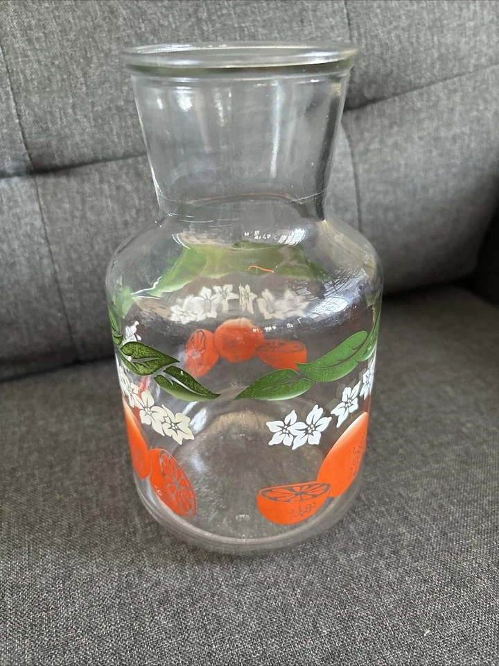 Jarra jarra de vidrio de jugo naranja Anchor Hocking de colección 3,5" x 9" Foto 2 de 4