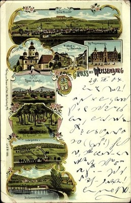 Coat of Arms Litho Weißenburg in Middle Franconia Bavaria, Ellinger Tor,... - 10135395