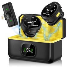 Wireless Lavalier Microphone for iPhone, 800mA/H Charging Case 30H Lapel Wire...