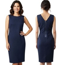 BANANA REPUBLIC Navy Blue Jacquard Sheath Dress - Size 10