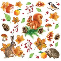 20 Servietten Autumn Moments Herbst BläTter Igel Tiere Wald Natur Deko 33X33Cm