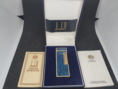 Vintage Dunhill Rolla gas lighter Lapis Lazuli with box.