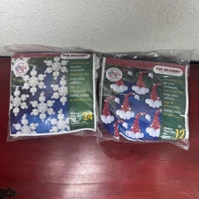 The Beadery Ornament Kit Lot 2 Snowflake Flowers Santa Hat Beaded Crafts USA