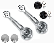 New! 1968 - 1970 Mustang Standard Interior Door Window Handles with black Knobs 