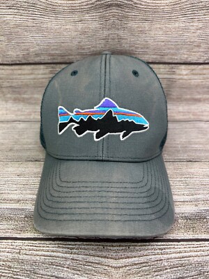 Patagonia Fitz Roy Fish Hat Cap Snap Back Adjustable Trucker Green