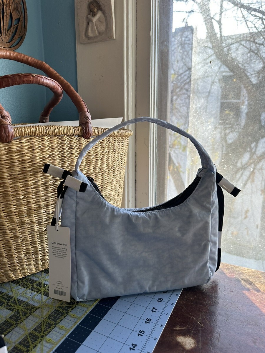BAGGU X Sandy Liang Mini Bow Bag Powder Blue Crescent HandBag NWT