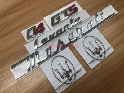6pcs Set Chrome Red Emblem For Maserati Levante Side Trunk  Badges Nameplate-