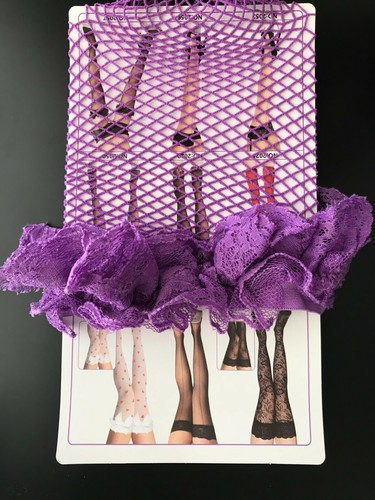 Plus Size 8-18 Woman's Fishnet Over the Knee Floral Frill Lace Leg Stockings - Picture 34 of 59