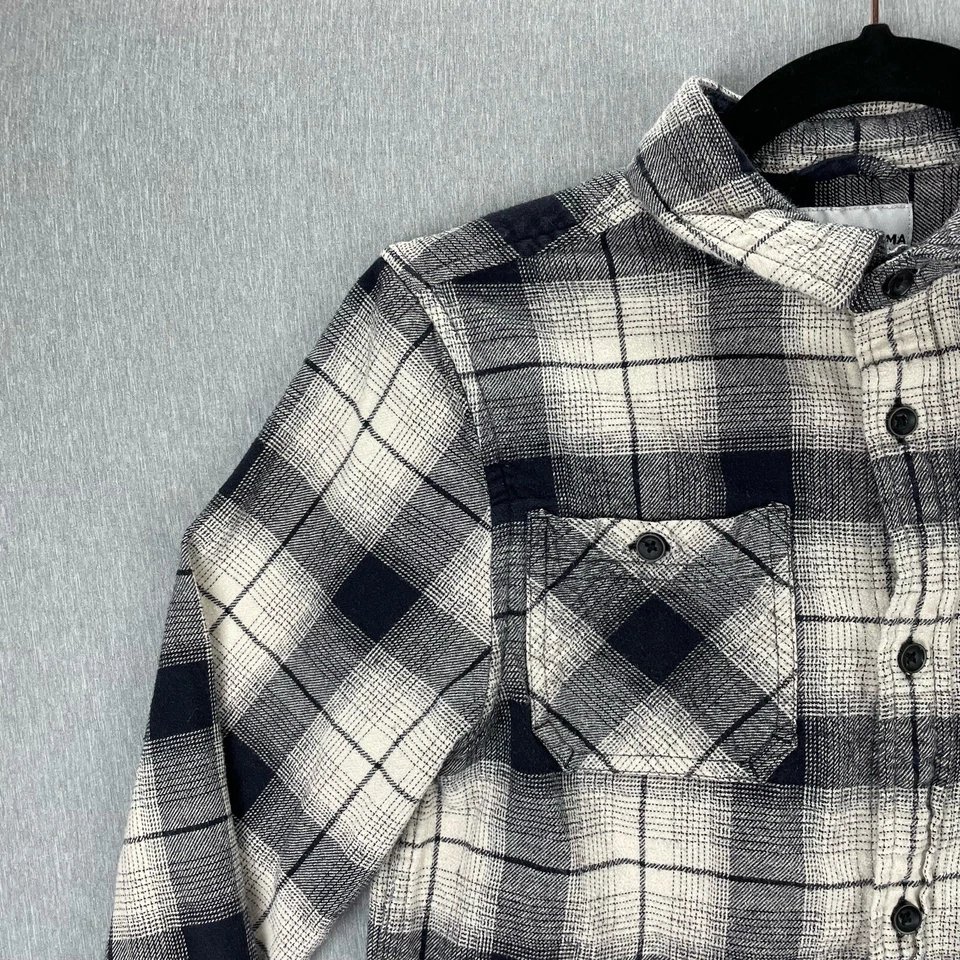 Camisa de flanela masculina Sonoma média 8 botões frontal preta xadrez bolsos no peito - Imagem 3 de 4